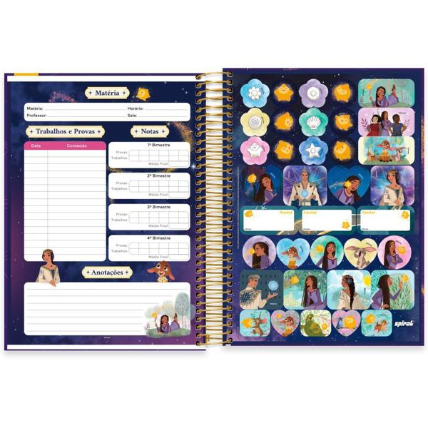 Caderno Universitário Capa Dura 10X1 160 Folhas Disney Wish Spiral - PT 1 UN