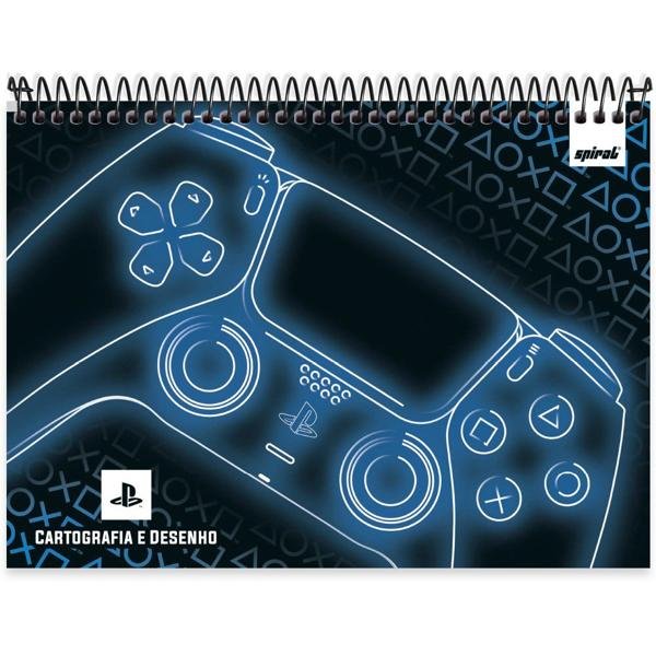 Caderno Cartografia e Desenho Capa Dura 80 Folhas Espiral Superior Playstation Spiral - PT 1 UN