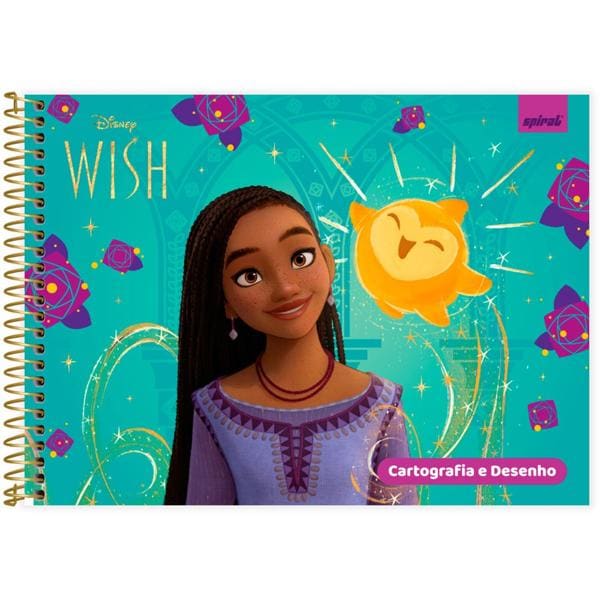 Caderno Cartografia e Desenho Capa Dura 48 Folhas Disney Wish Spiral - PT 1 UN