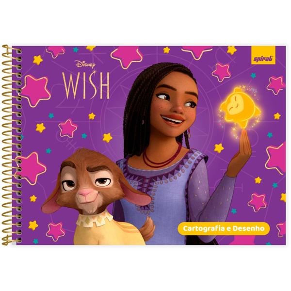 Caderno Cartografia e Desenho Capa Dura 80 Folhas Disney Wish Spiral - PT 1 UN