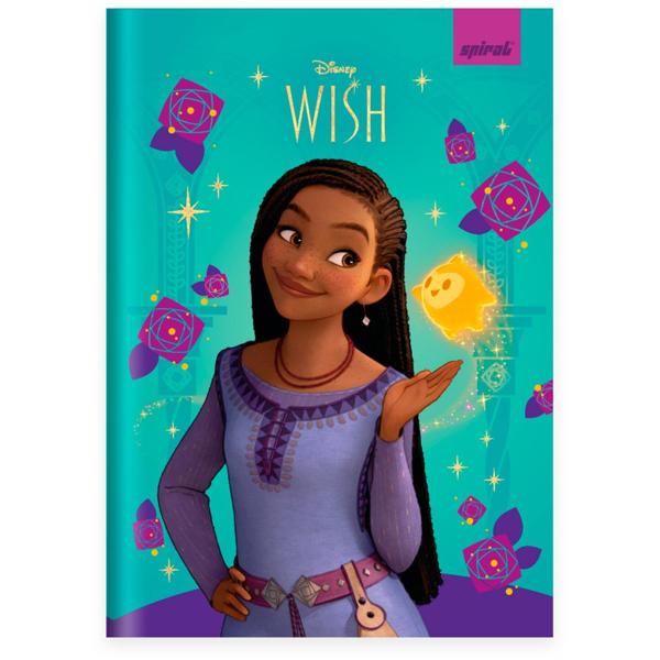 Caderno 1/4 Capa Dura Brochura Costurado 80 Folhas, Disney Wish Spiral - PT 1 UN