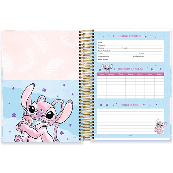 Caderno Universitário Capa Dura, 10 x 1, 160 Folhas, Stitch, 2636218, Spiral Ds - PT 1 UN