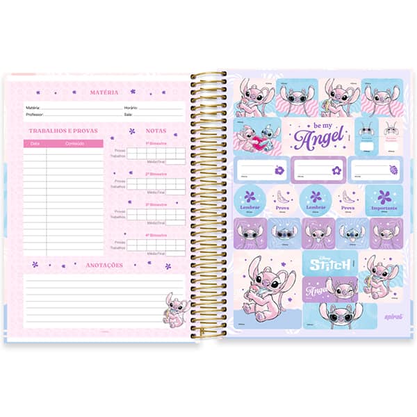 Caderno Universitário Capa Dura, 10 x 1, 160 Folhas, Stitch, 2636218, Spiral Ds - PT 1 UN