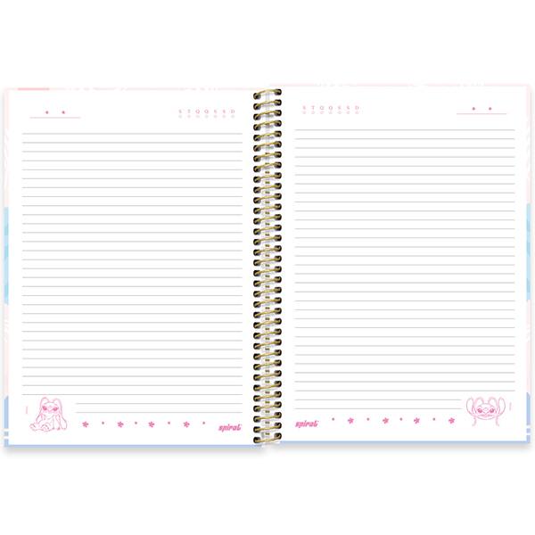 Caderno Universitário Capa Dura, 1 x 1, 80 Folhas, Stitch / Angel, 2636201, Spiral Ds - PT 1 UN
