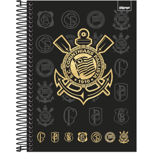 Caderno Universitário Capa Dura 10X1 160 Folhas Corinthians Spiral - PT 1 UN