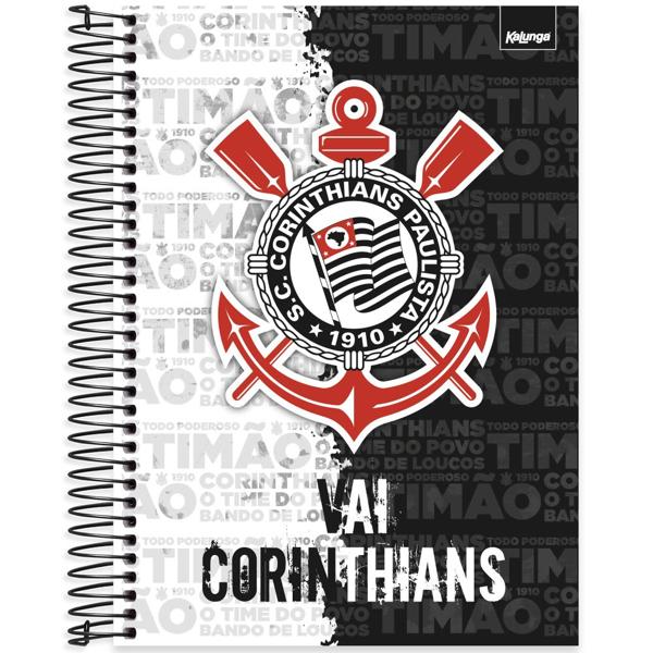 Caderno Universitário Capa Dura 10X1 160 Folhas Corinthians Spiral - PT 1 UN