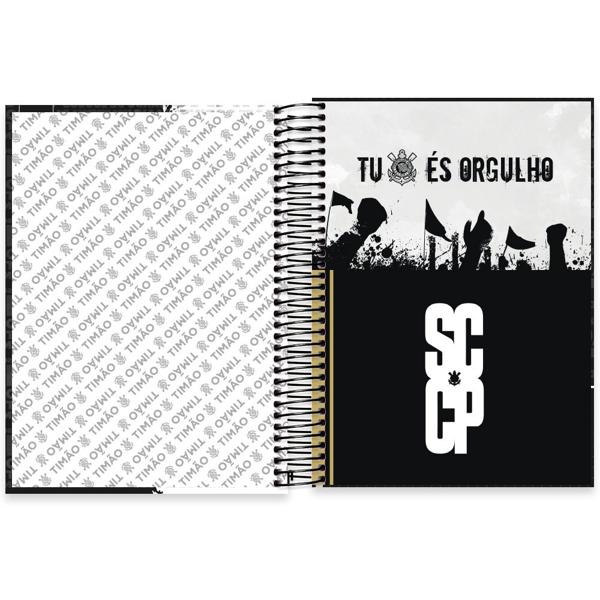 Caderno Universitário Capa Dura 10X1 160 Folhas Corinthians Spiral - PT 1 UN