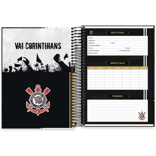 Caderno Universitário Capa Dura 10X1 160 Folhas Corinthians Spiral - PT 1 UN