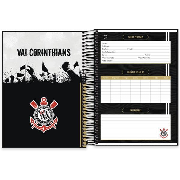 Caderno Universitário Capa Dura 15X1 240 Folhas Corinthians Spiral - PT 1 UN