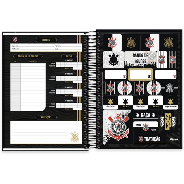 Caderno Universitário Capa Dura 15X1 240 Folhas Corinthians Spiral - PT 1 UN