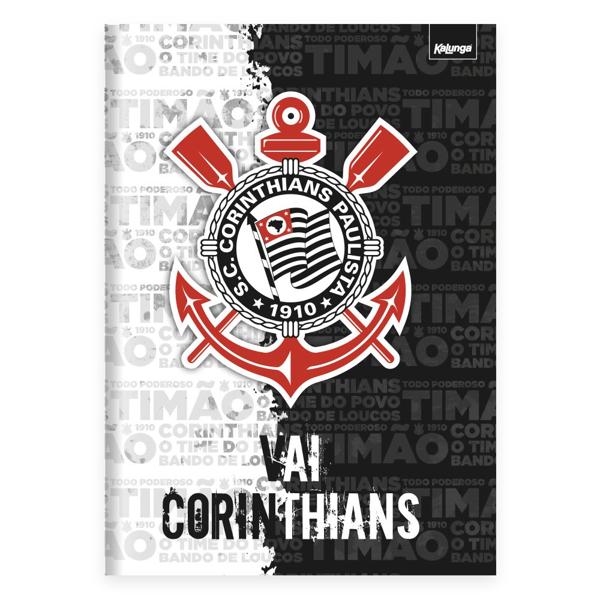 Caderno Universitário Capa Dura Brochura Costurado 80 Folhas, Corinthians, 2410409, Spiral Sccp - PT 1 UN