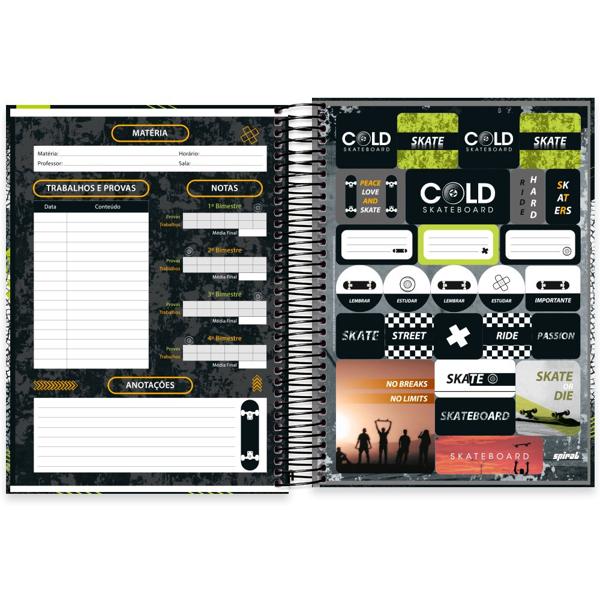 Caderno Universitário Capa Dura 15X1 240 Folhas Cold Skate Spiral - PT 1 UN