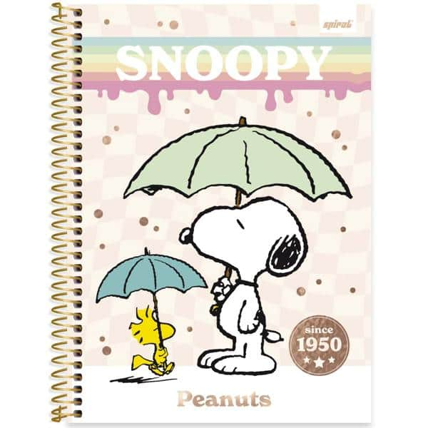 Caderno Universitário Capa Dura, 1 x 1, 80 Folhas, Snoopy, 2515213, Spiral Sno - PT 1 UN