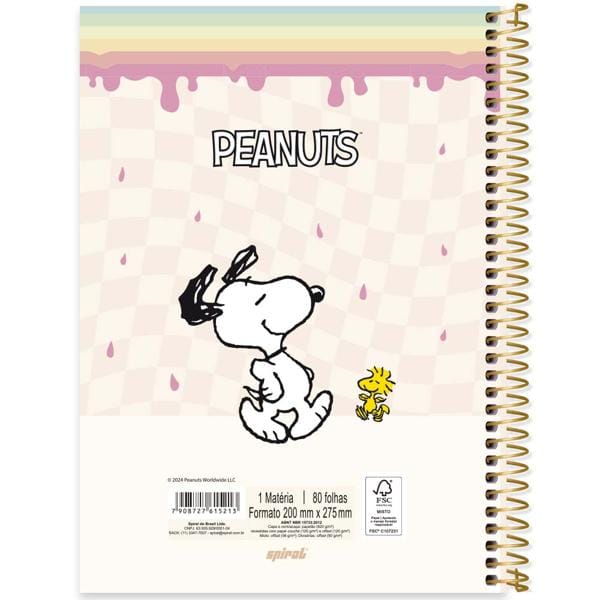 Caderno Universitário Capa Dura, 1 x 1, 80 Folhas, Snoopy, 2515213, Spiral Sno - PT 1 UN