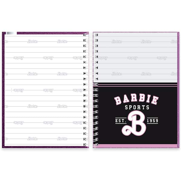 Caderno Universitário Capa Dura, 10 x 1, 150 Folhas, Barbie Premium, 2515480, Spiral Brb - PT 1 UN