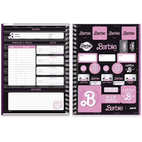 Caderno Universitário Capa Dura, 10 x 1, 150 Folhas, Barbie Premium, 2515480, Spiral Brb - PT 1 UN