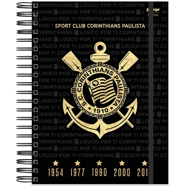 Caderno Universitário Capa Dura, 10 x 1, 150 Folhas, Corinthians, PP 2523799 Spiral Sccp- PT 1 UN