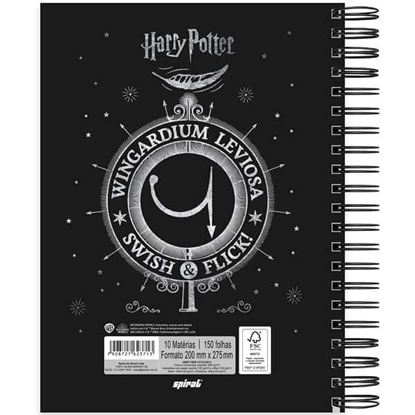 Caderno Universitário Capa Dura, 10 x 1, 150 Folhas, Harry Potter Premium, 2523713, Spiral Hpt - PT 1 UN