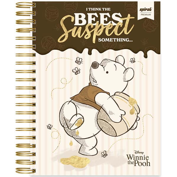 Caderno Universitário Capa Dura, 10 x 1, 150 Folhas, Pooh Disney Premium, 2524758, Spiral Pooh - PT 1 UN