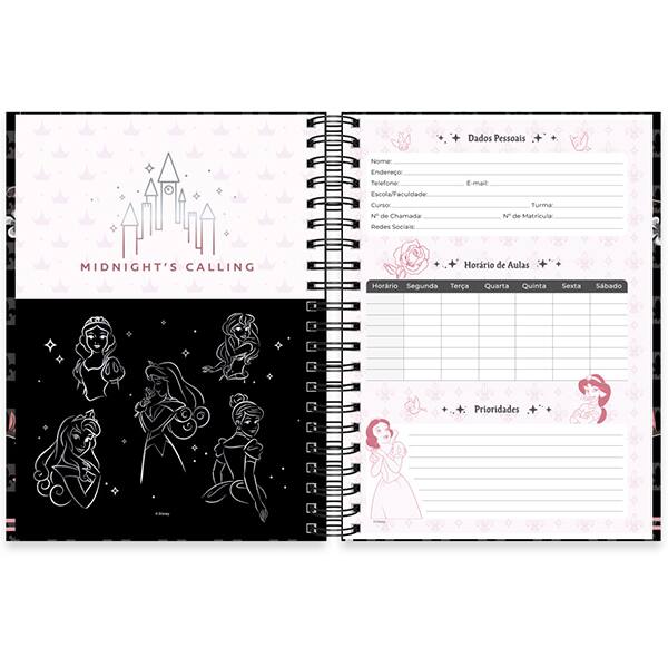 Caderno Universitário Capa Dura, 10 x 1, 150 Folhas, Princesas Premium, 2515480, Spiral Pn - PT 1 UN