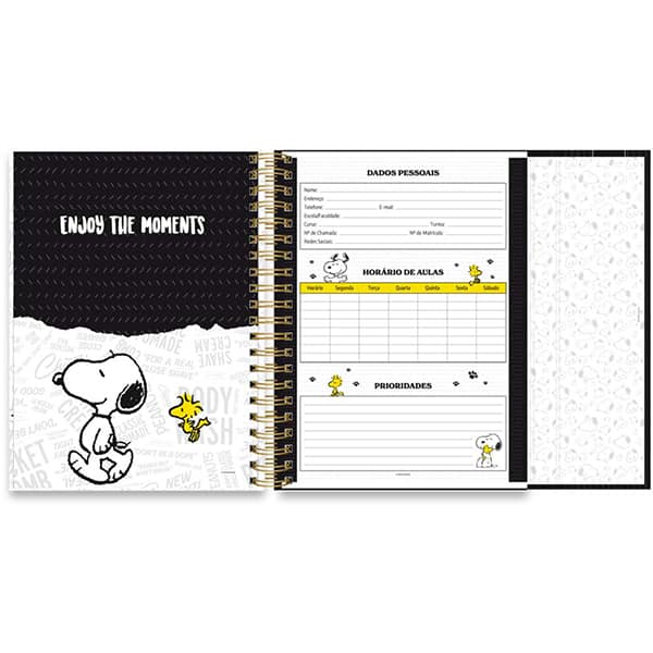 Caderno Universitário com Ímã 10x 1 150 Folhas, Snoopy Premium Spiral - PT 1 UN