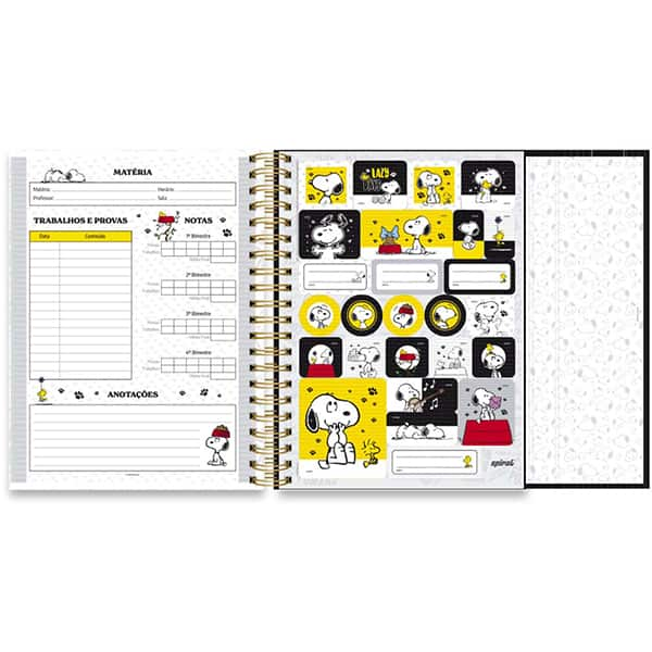 Caderno Universitário com Ímã 10x 1 150 Folhas, Snoopy Premium Spiral - PT 1 UN