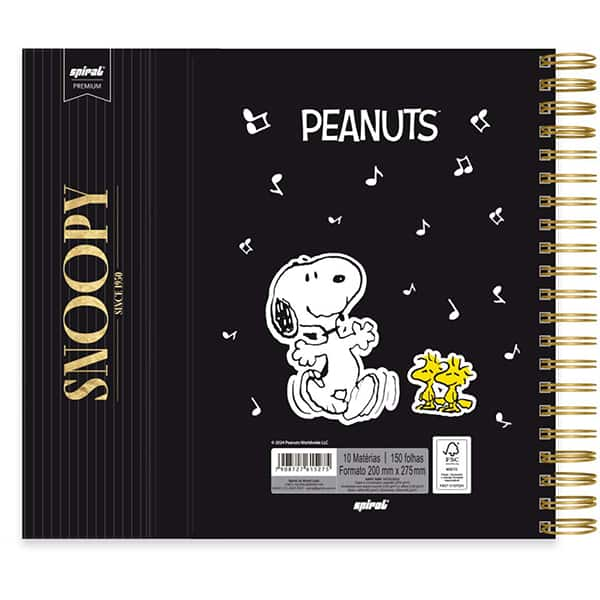 Caderno Universitário com Ímã 10x 1 150 Folhas, Snoopy Premium Spiral - PT 1 UN