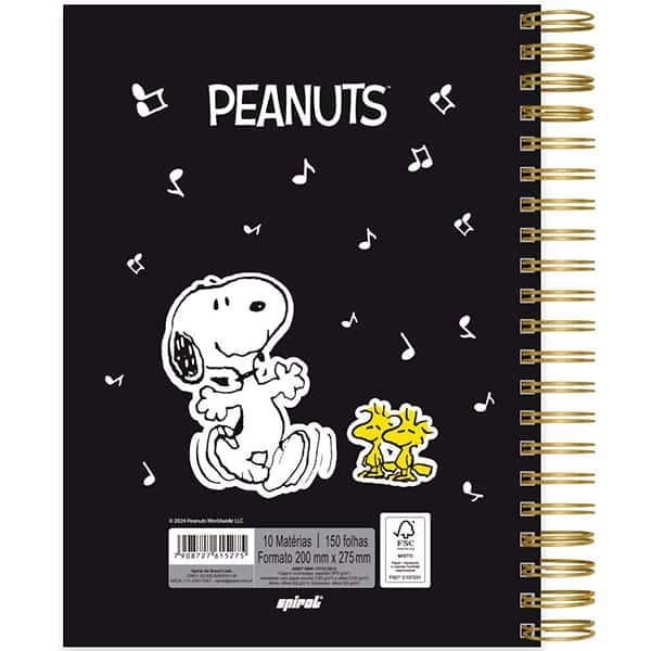 Caderno Universitário com Ímã 10x 1 150 Folhas, Snoopy Premium Spiral - PT 1 UN