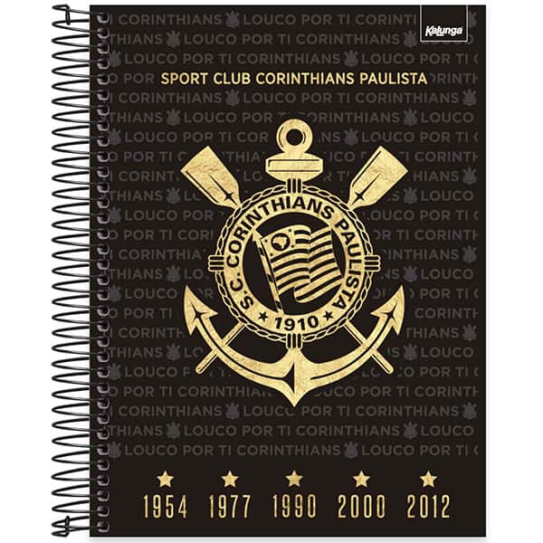 Caderno Universitário Capa Dura 15x1 240 Folhas Corinthians Spiral - PT 1 UN