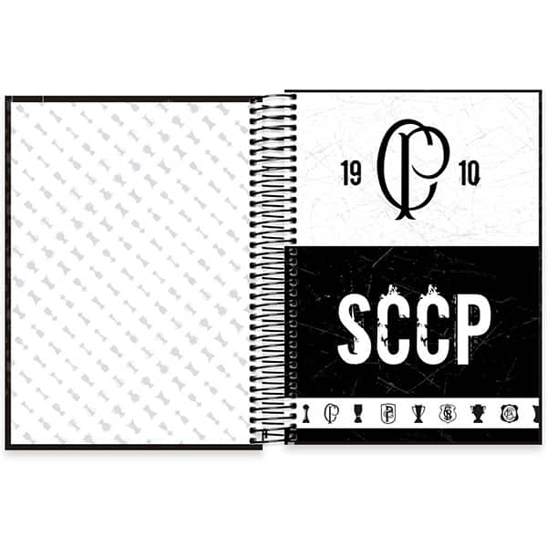 Caderno Universitário Capa Dura 15x1 240 Folhas Corinthians Spiral - PT 1 UN