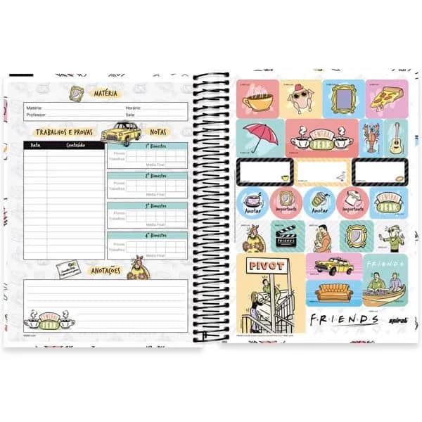 Caderno Universitário Capa Dura, 15 x 1, 240 Folhas, Friends, 2515381, Spiral Frd - PT 1 UN