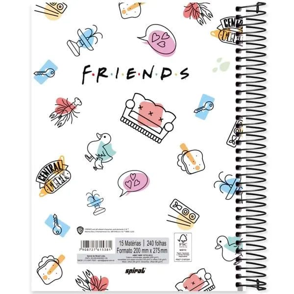 Caderno Universitário Capa Dura, 15 x 1, 240 Folhas, Friends, 2515381, Spiral Frd - PT 1 UN