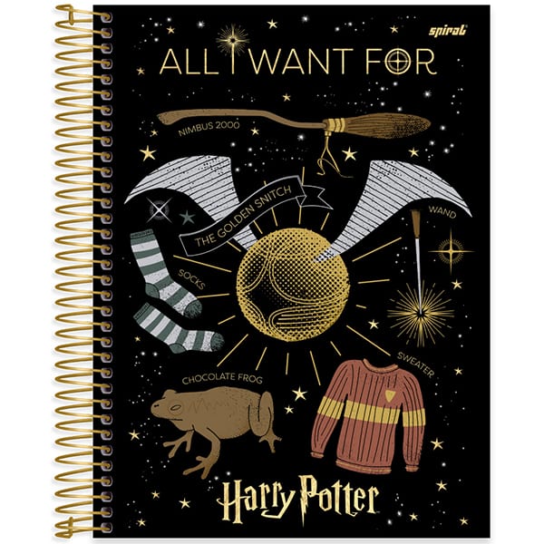 Caderno Universitário Capa Dura, 15 x 1, 240 Folhas, Harry Potter, 2519716, Spiral Hpt - PT 1 UN