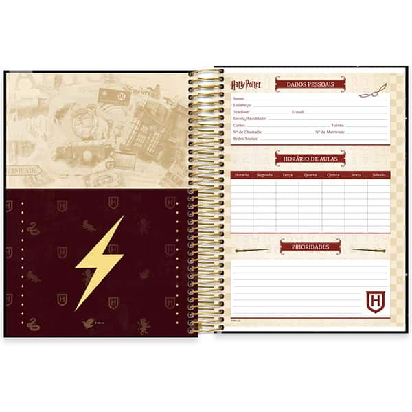 Caderno Universitário Capa Dura, 15 x 1, 240 Folhas, Harry Potter, 2519716, Spiral Hpt - PT 1 UN