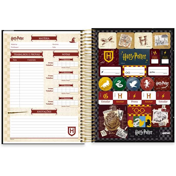 Caderno Universitário Capa Dura, 15 x 1, 240 Folhas, Harry Potter, 2519716, Spiral Hpt - PT 1 UN