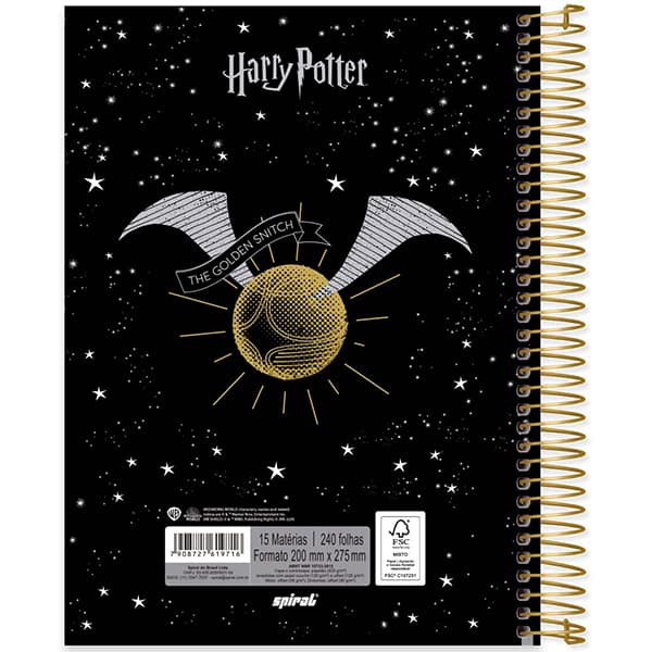 Caderno Universitário Capa Dura, 15 x 1, 240 Folhas, Harry Potter, 2519716, Spiral Hpt - PT 1 UN