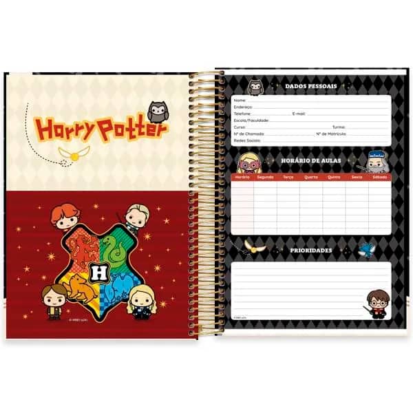 Caderno Universitário Capa Dura, 15 x 1, 240 Folhas, Harry Potter Charms, 2523720, Spiral Hpc - PT 1 UN