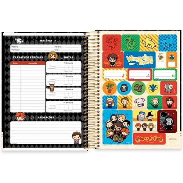 Caderno Universitário Capa Dura, 15 x 1, 240 Folhas, Harry Potter Charms, 2523720, Spiral Hpc - PT 1 UN