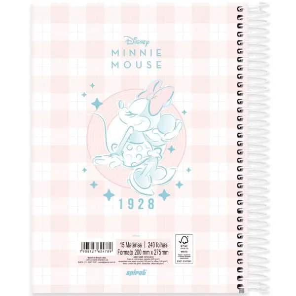 Caderno Universitário Capa Dura 15x1 240 Folhas Minnie Disney Style Spiral - PT 1 UN