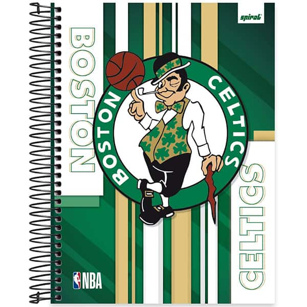 Caderno Universitário Capa Dura, 15 x 1, 240 Folhas, NBA Celtics, 2524796, Spiral Nba - PT 1 UN