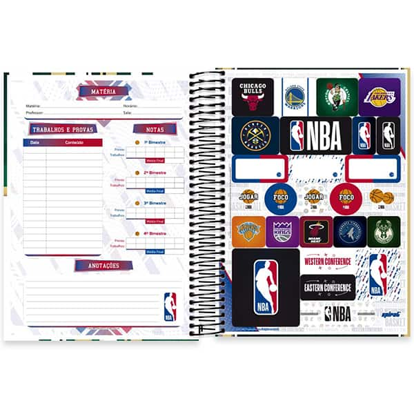 Caderno Universitário Capa Dura, 15 x 1, 240 Folhas, NBA Celtics, 2524796, Spiral Nba - PT 1 UN