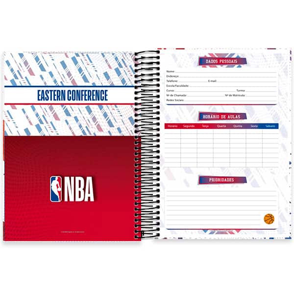 Caderno Universitário Capa Dura, 15x1, 240 Folhas, NBA, 2524802, Spiral Nba - PT 1 UN