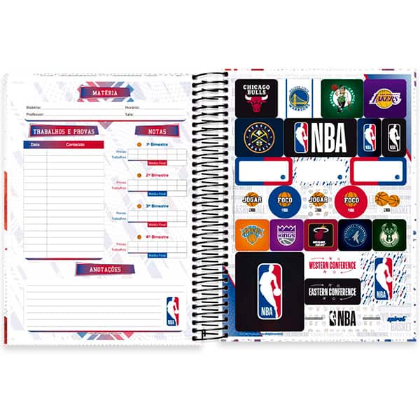 Caderno Universitário Capa Dura, 15x1, 240 Folhas, NBA, 2524802, Spiral Nba - PT 1 UN