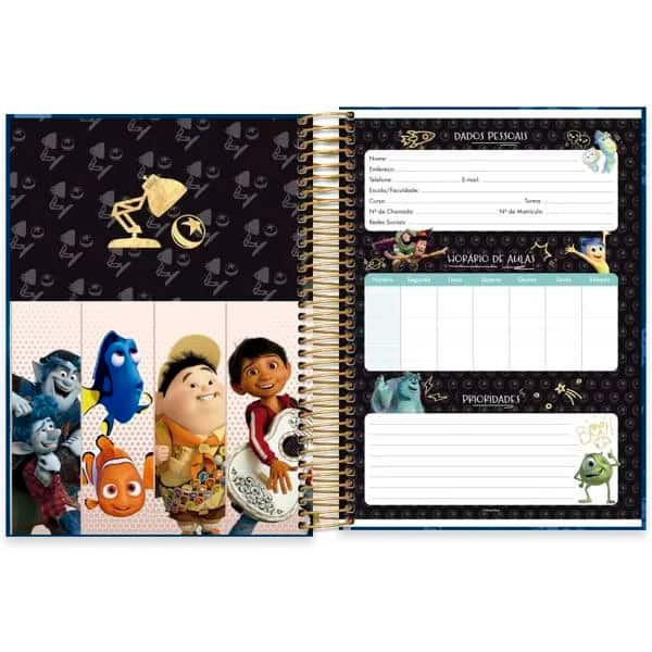 Caderno Universitário Capa Dura, 15 x 1, 240 Folhas, Pixar, 2524819, Spiral Px - PT 1 UN