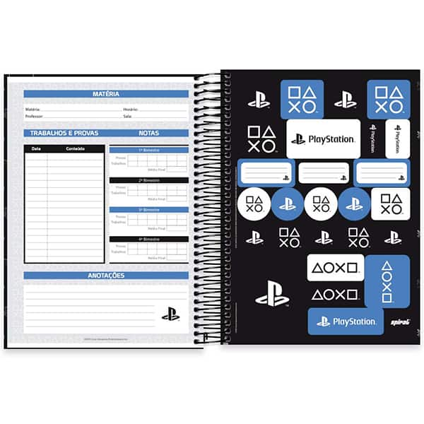 Caderno Universitário Capa Dura, 15 x 1, 240 Folhas, Playstation, 2513127, Spiral Ps - PT 1 UN