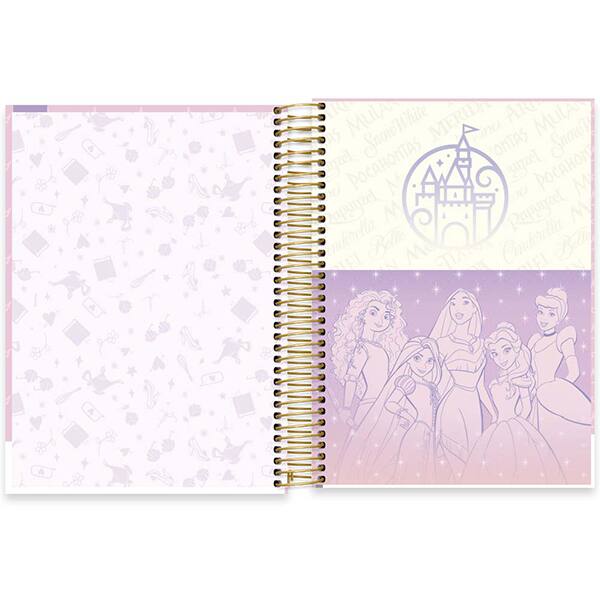 Caderno Universitário Capa Dura, 15 x 1, 240 Folhas, Princesas, 2524826, Spiral Pn - PT 1 UN