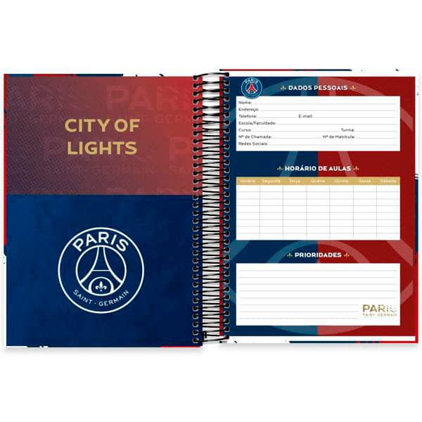 Caderno Universitário Capa Dura, 15 x 1, 240 Folhas, PSG, 2523737, Spiral Psg - PT 1 UN