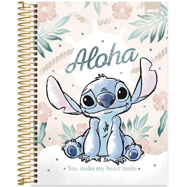 Caderno Universitário Capa Dura 15x1 240 Folhas Stitch Disney Spiral - PT 1 UN