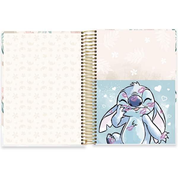 Caderno Universitário Capa Dura 15x1 240 Folhas Stitch Disney Spiral - PT 1 UN