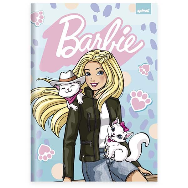 Caderno Universitário Capa Dura Brochura Costurado 80 Folhas Barbie Mattel Spiral - PT 1 UN